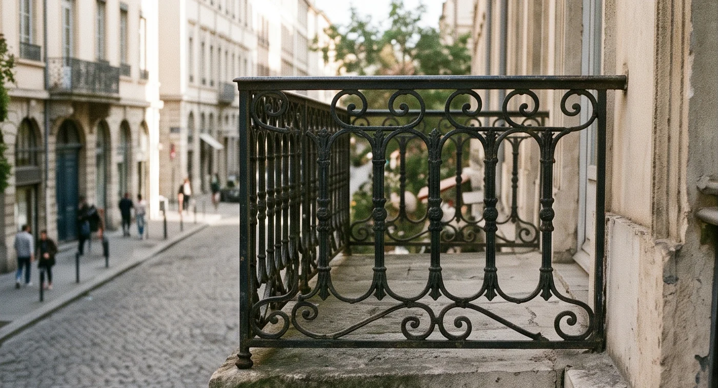 Garde-corps en fer forgé pour un balcon d'appartement en plein centre ville